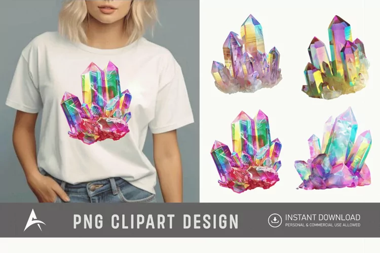 Watercolor Quartz Crystal Clipart