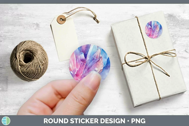 Watercolor Quartz Stickers | Round Labels Designs
