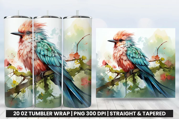 Watercolor Quetzal Tumbler Sublimation | Tumbler Wrap PNG