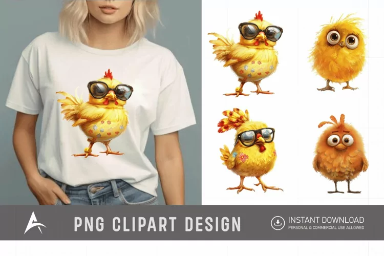 Watercolor Quirky Chicken Cute Adorable Sassy Clipart
