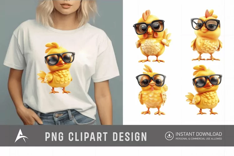 Watercolor Quirky Chicken Cute Adorable Sassy Clipart
