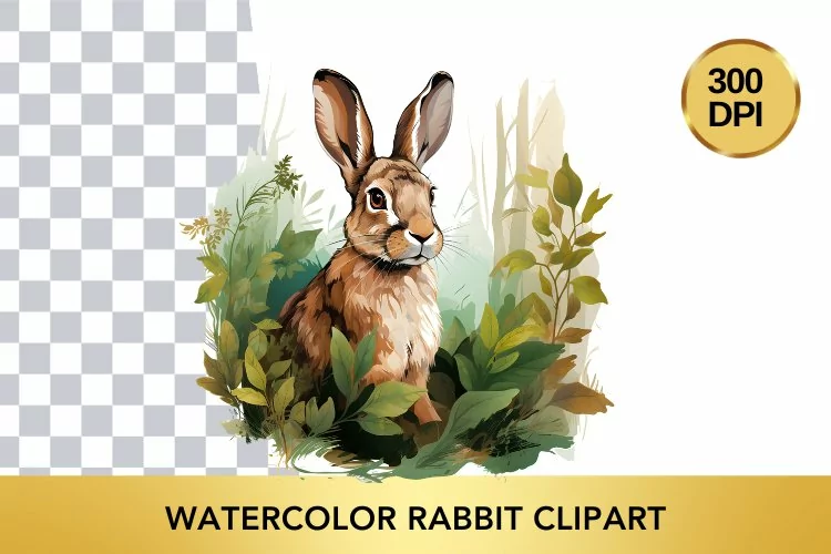 Watercolor rabbit Clipart , Animal Sublimation PNG