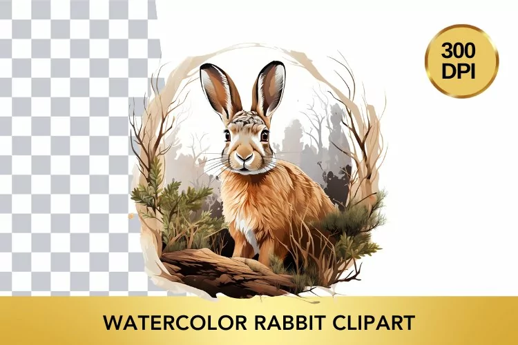 Watercolor rabbit Clipart , Animal Sublimation PNG