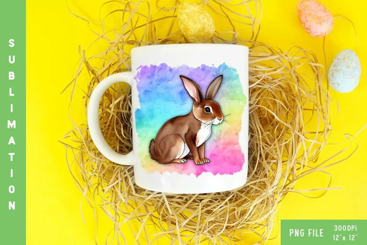 Watercolor rabbit sublimation design