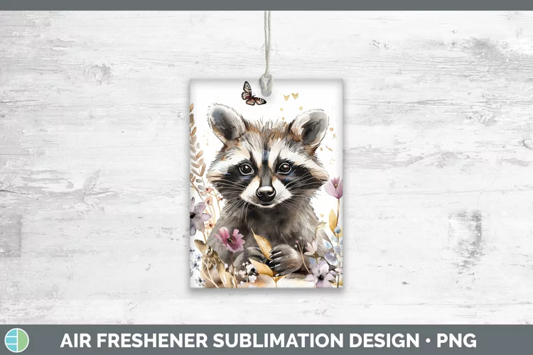 Watercolor Raccoon Air Freshener Sublimation Car Freshener D