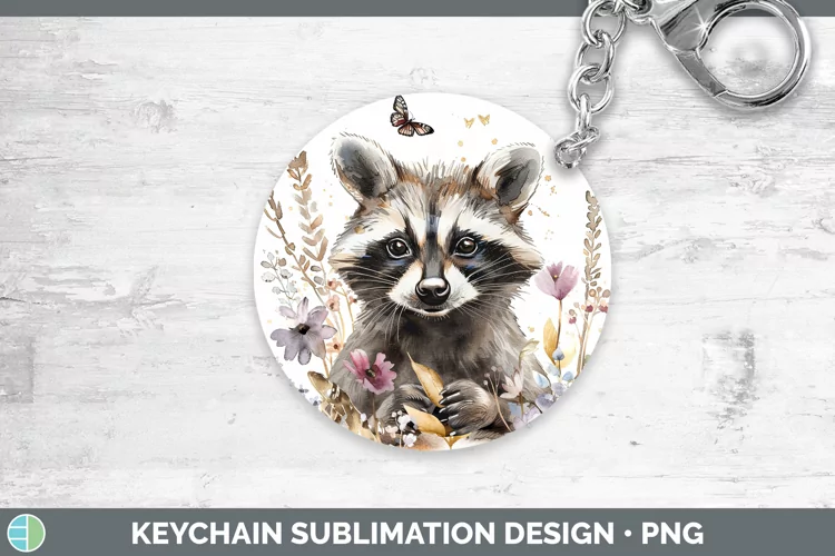 Watercolor Raccoon Keychain Sublimation Keyring Designs