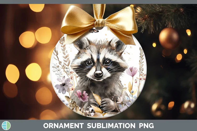 Watercolor Raccoon Ornament Sublimation Bauble Designs