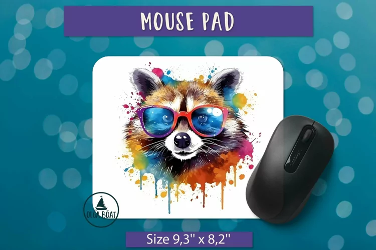 Watercolor raccoon png Mouse pad sublimation design