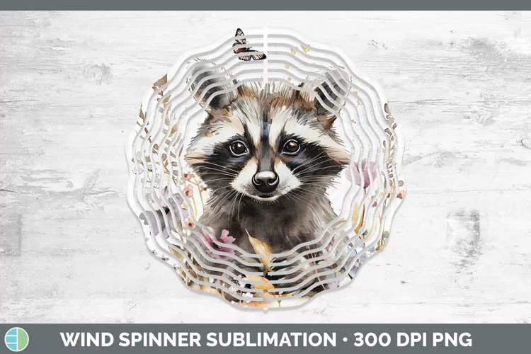 Watercolor Raccoon Wind Spinner Sublimation Spinner Designs