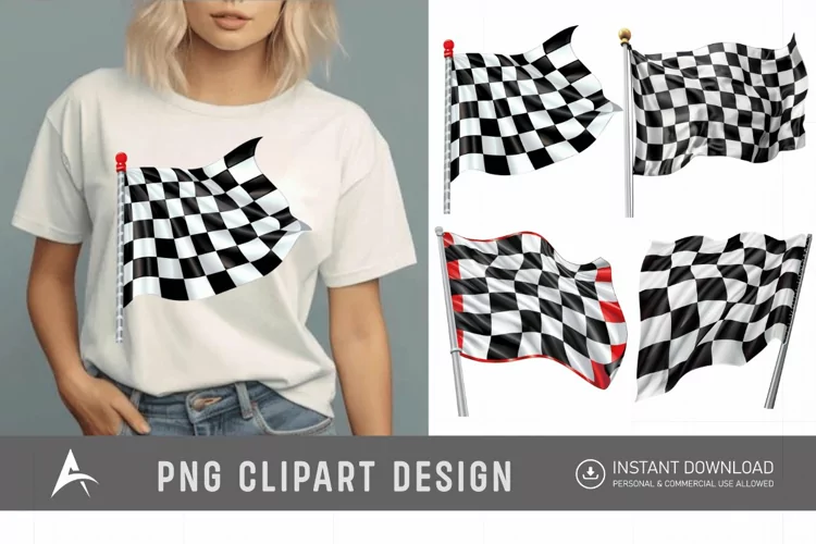 Watercolor Race Flag Clipart