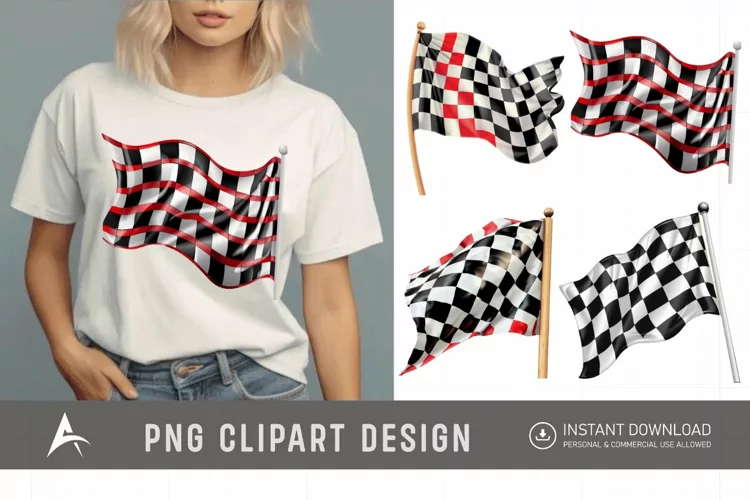 Watercolor Race Flag Clipart