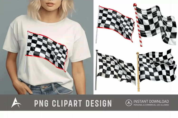 Watercolor Race Flag Clipart