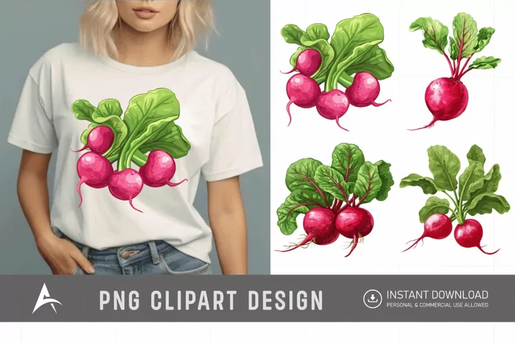 Watercolor Radish Clipart