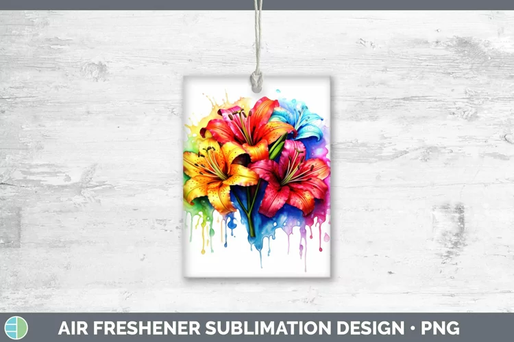 Watercolor Rainbow Azalea Air Freshener | Sublimation Car Fr