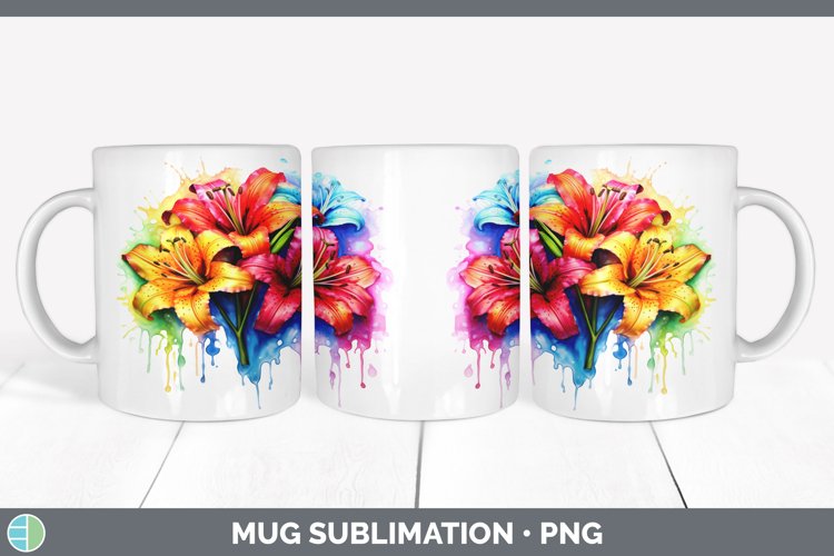 GorgeousWatercolor Rainbow Mug Wrap design.