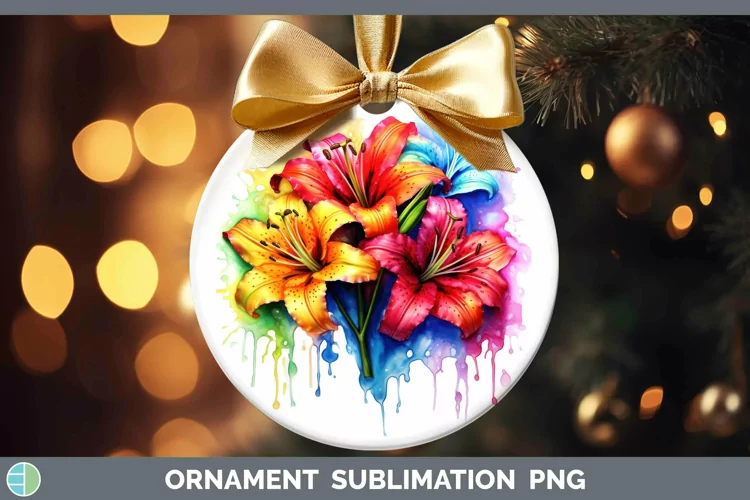 Watercolor Rainbow Azalea Ornament | Sublimation Bauble Desi