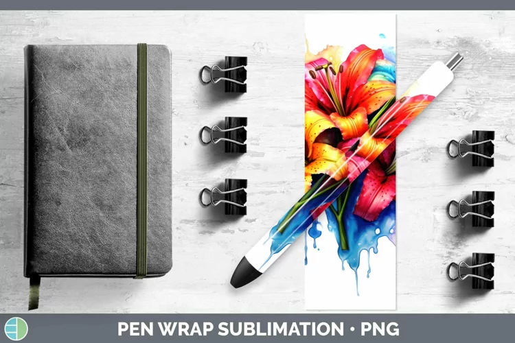 Watercolor Rainbow Azalea Pen Wrap | Sublimation Epoxy Pen D