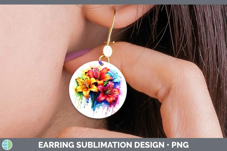 GorgeousWatercolor Rainbow Round Earrings design.