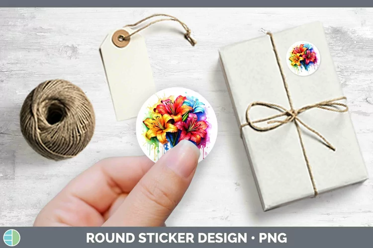 Watercolor Rainbow Azalea Stickers | Round Labels Designs