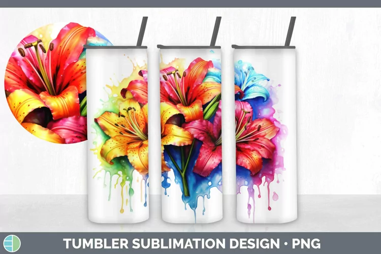 Watercolor Rainbow Azalea Tumbler | Sublimation 20 oz Skinny