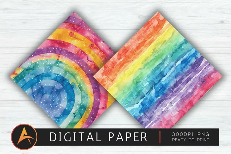 Watercolor Rainbow Boho Background