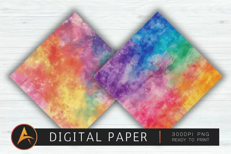 Watercolor Rainbow Boho Digital Paper
