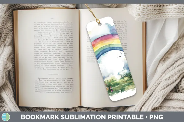 Watercolor Rainbow Bookmark Sublimation Printable Designs