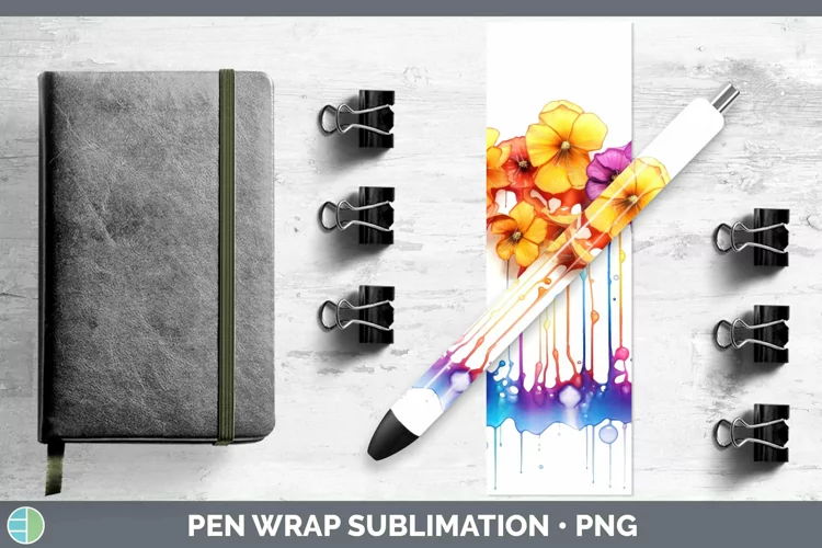 Watercolor Rainbow Buttercup Pen Wrap | Sublimation Epoxy Pe