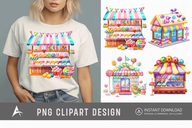 Watercolor Rainbow Candy Shop Clipart
