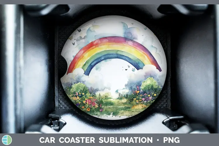 Watercolor Rainbow Car Coaster Sublimation Designs