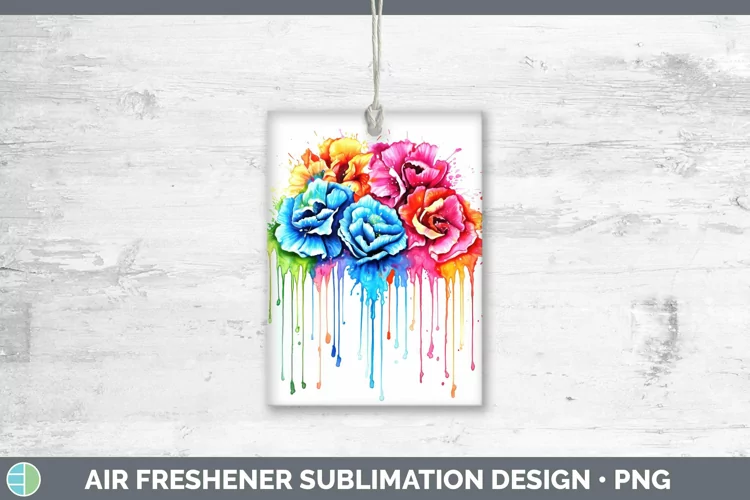 Watercolor Rainbow Carnation Air Freshener | Sublimation Car