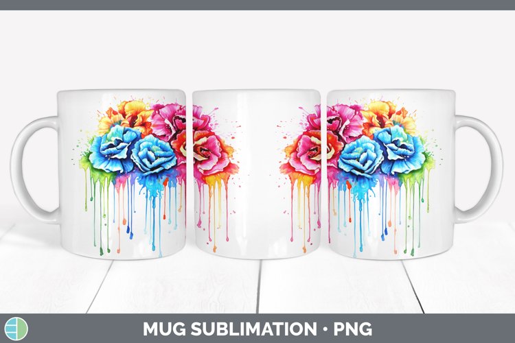 GorgeousWatercolor Rainbow Mug Wrap design.