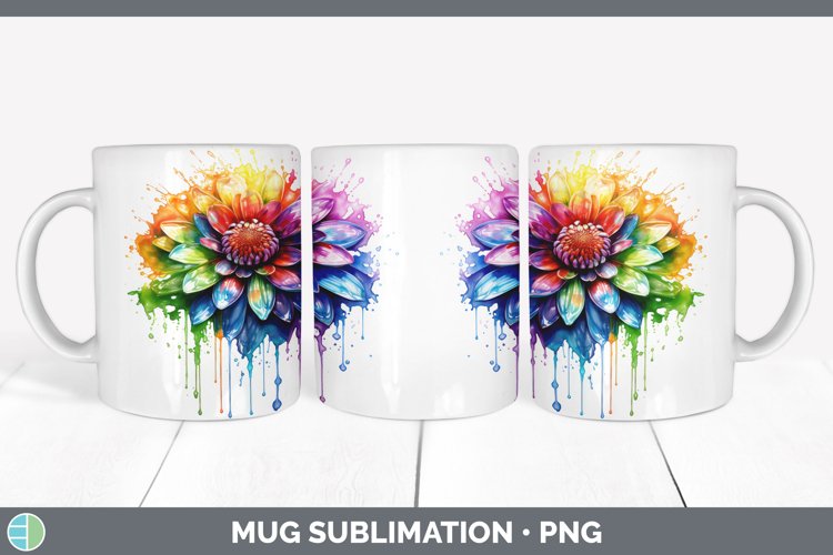 GorgeousWatercolor Rainbow Mug Wrap design.