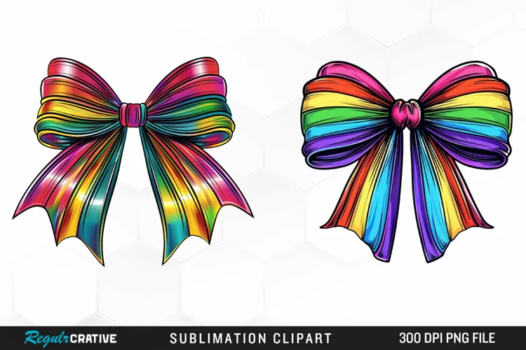 Watercolor Rainbow Bow Graphic Clipart
