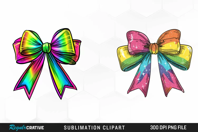 Watercolor Rainbow Bow Graphic Clipart
