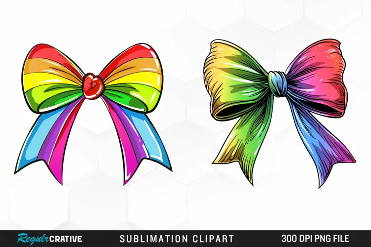 Watercolor Rainbow Bow Graphic Clipart