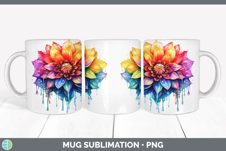 GorgeousWatercolor Rainbow Mug Wrap design.