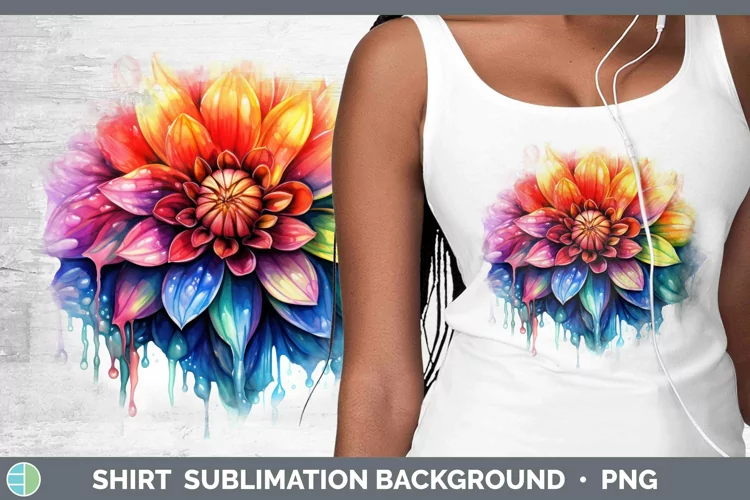 Watercolor Rainbow Dahlia Shirt | Sublimation Sublimation Ba