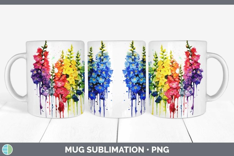 GorgeousWatercolor Rainbow Mug Wrap design.