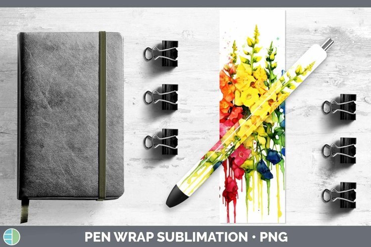 GorgeousWatercolor Rainbow Pen Wrap design.