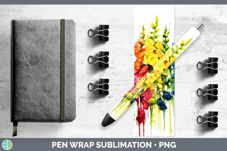 Watercolor Rainbow Delphinium Pen Wrap | Sublimation Epoxy P