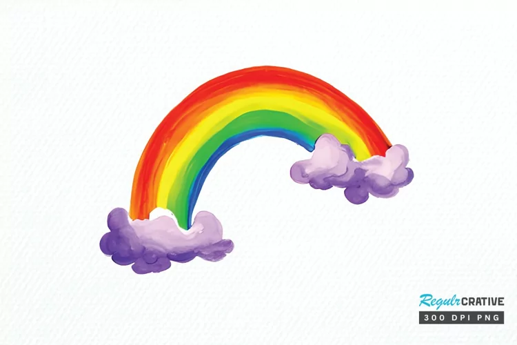 Watercolor Rainbow Doodle PNG Clipart