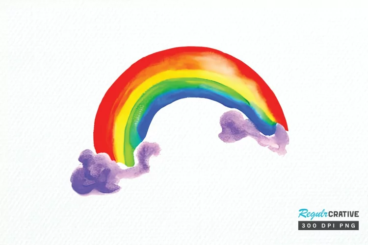 Watercolor Rainbow Doodle PNG Clipart