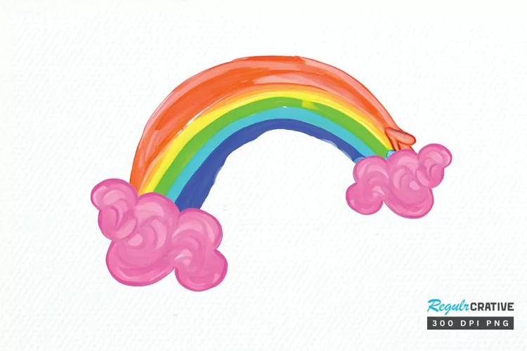 Watercolor Rainbow Doodle PNG Clipart