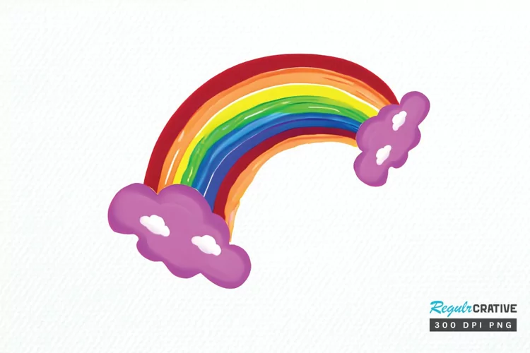 Watercolor Rainbow Doodle PNG Clipart