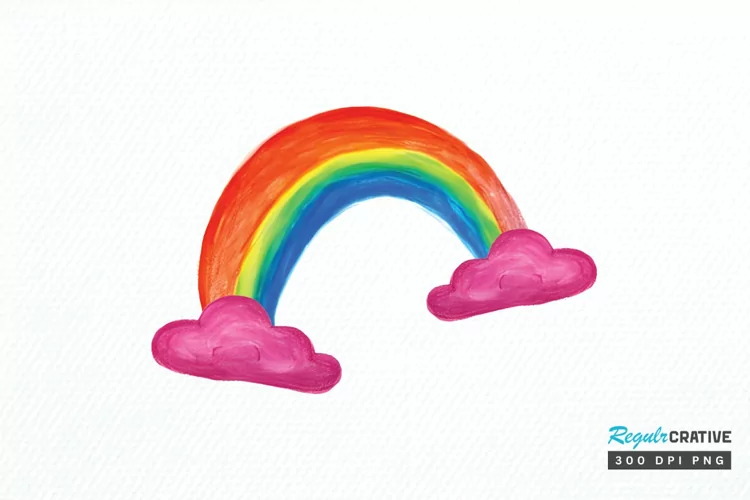 Watercolor Rainbow Doodle PNG Clipart