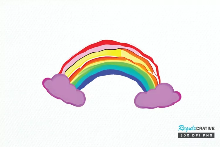 Watercolor Rainbow Doodle PNG Clipart