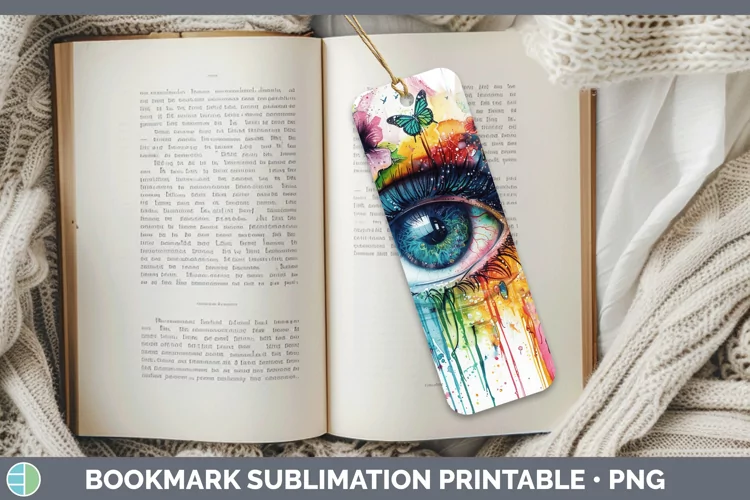 Watercolor Rainbow Eye Bookmark Sublimation Printable Design