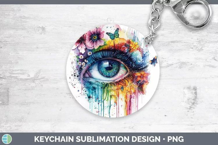 Watercolor Rainbow Eye Keychain Sublimation Keyring Designs