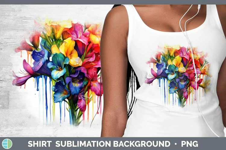 Watercolor Rainbow Freesia Shirt | Sublimation Sublimation B